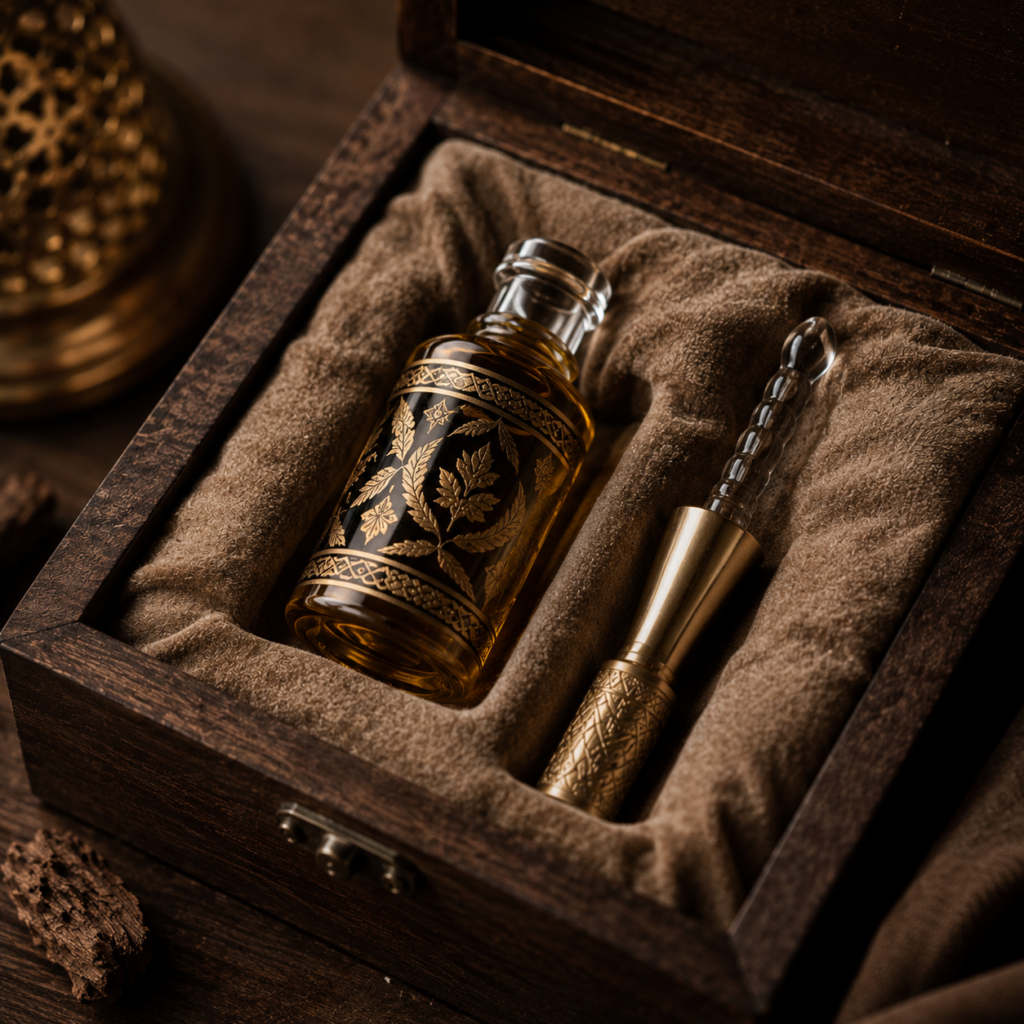 Attar bottle stored in a wooden box, shelf life and storage guide