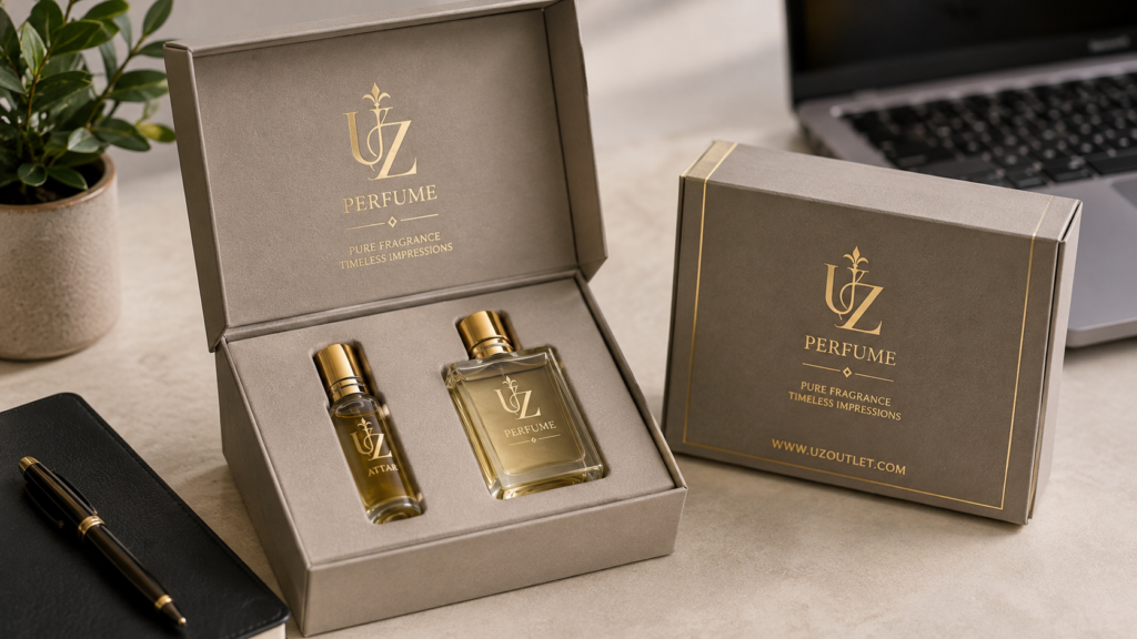 Corporate gift box with attar and perfume bottles, business gifting