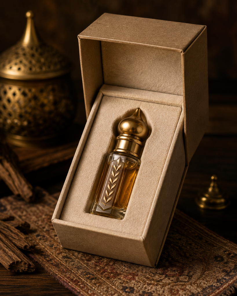 Traditional attar bottle presented as a gift for an elder